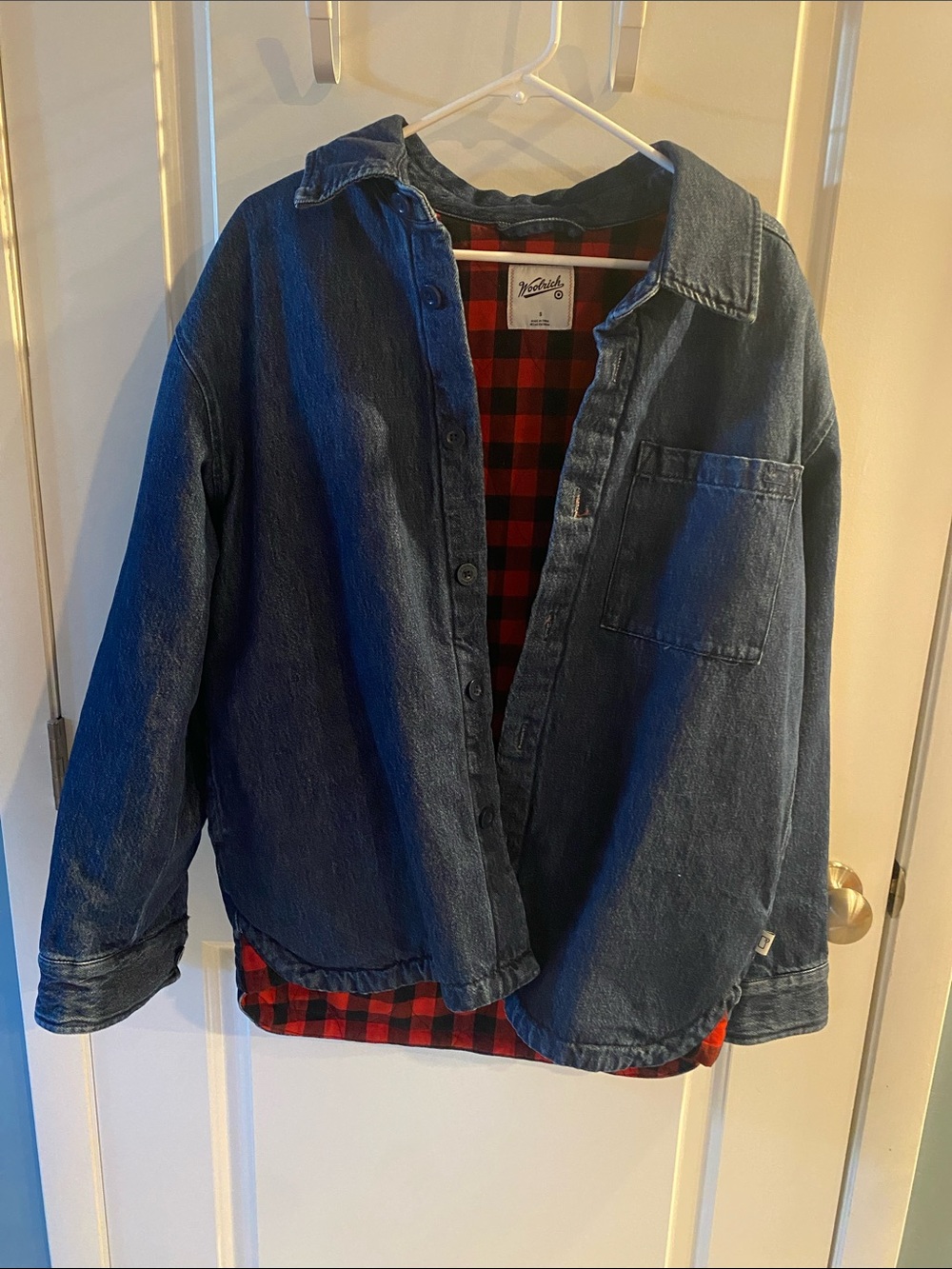 Denim Shirt-jacket with quilted flannel lining